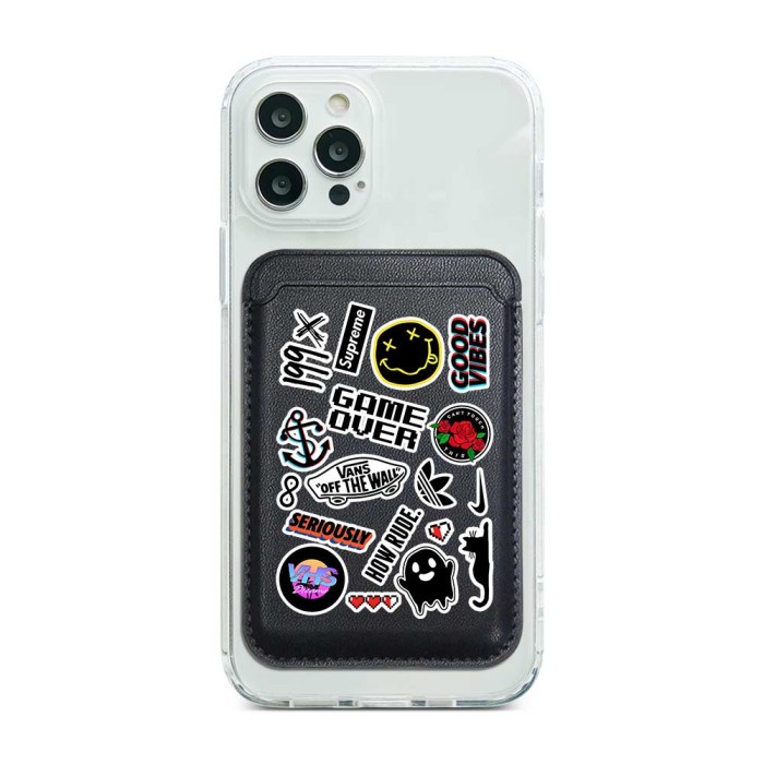 

Pocket Wallet Card Holder Magnetic Cassion Black Sticker Pack Kode 1387