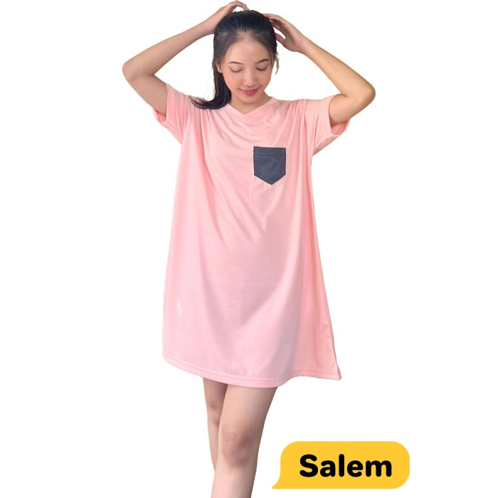 GRATIS ONGKIR Mini Dress Homedress Daster Baju Tidur Wanita Ibu-ibu Remaja Bahan Kaos Polos Kekinian