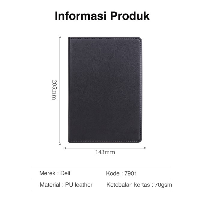 

Deli Business Notebook Leather Cover 25K Buku Catatan Bahan Kulit 7911