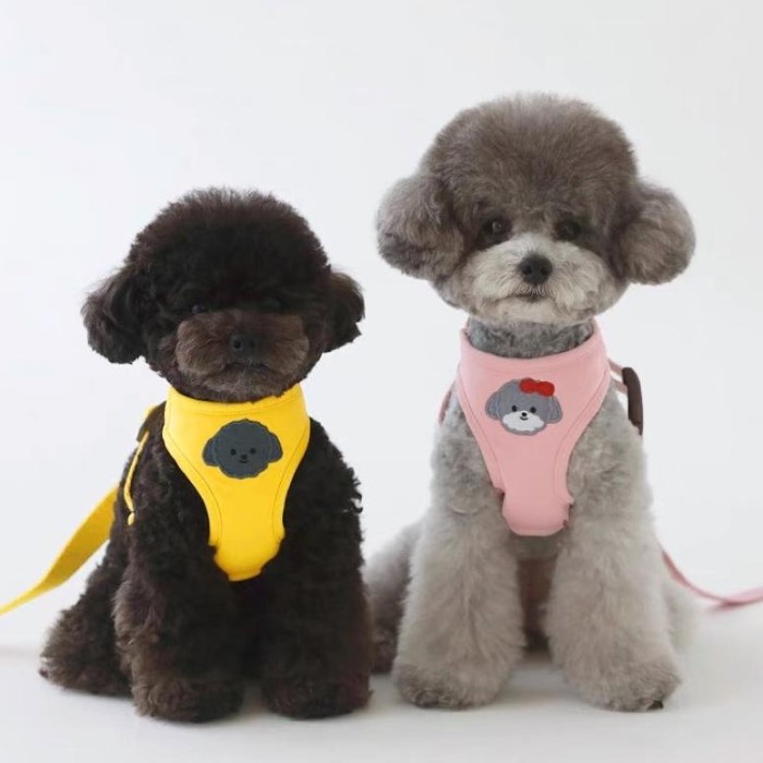 TERLARIS OOTDBOELU - Silver Poodle Harness + Tali Anjing Kucing