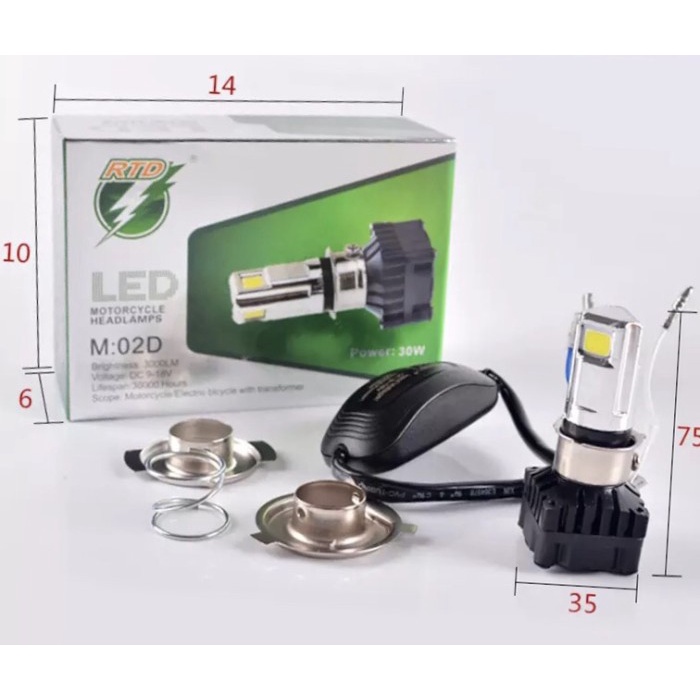 RTD Led Lampu Utama Headlamp LED RTD M02D 3 Sisi Original