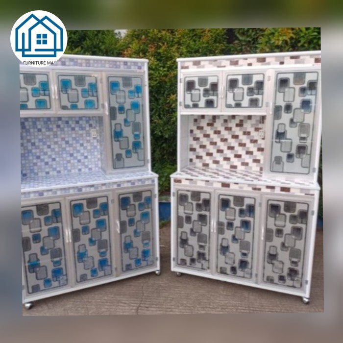 terbaru  rak piring 3 pintu roda aluminium rangka tebal ready