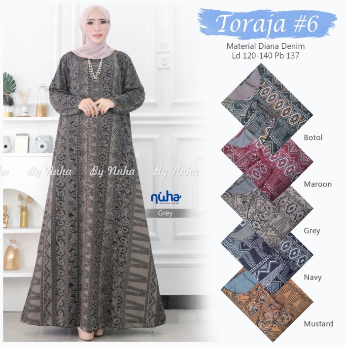PROMO Toraja 6 Baju Gamis Jumbo Ld 120 130 140 Bahan Diana Denim Premium