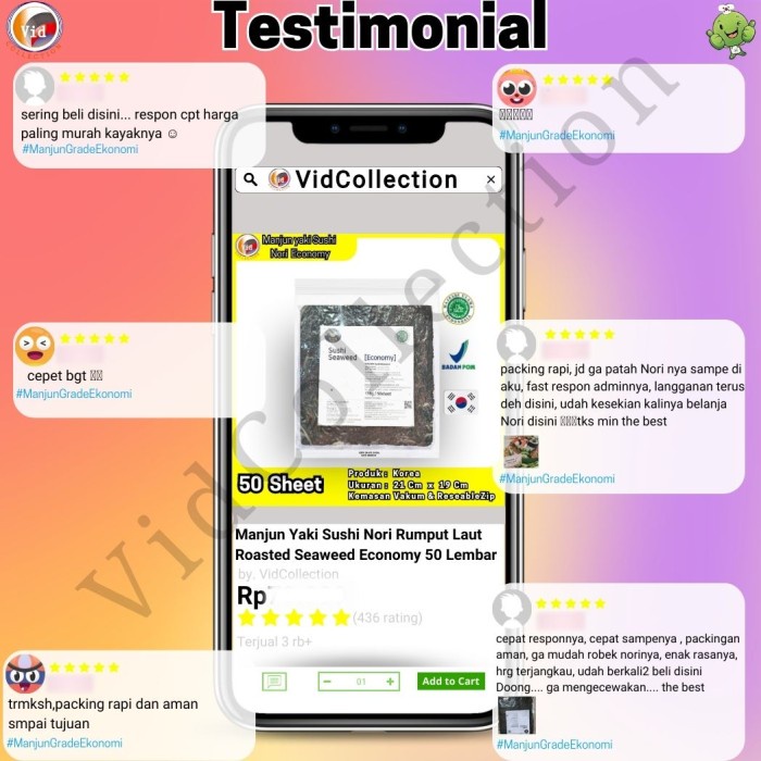 

Manjun Yaki Sushi Nori Rumput Laut Roasted Seaweed Economy 50 Lembar