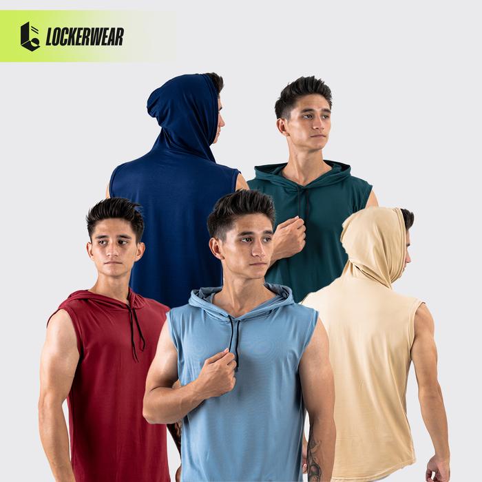 Hoodie Sleeveless Gym Fitness Singlet Olahraga Pria Polos Sport Kaos Tanpa Lengan Tank Top Running