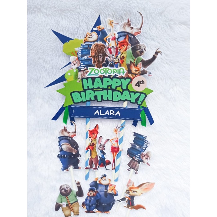 Cake Topper Zootopia/Topper Kue Zootopia /Tusukan kue Disney Zootopia