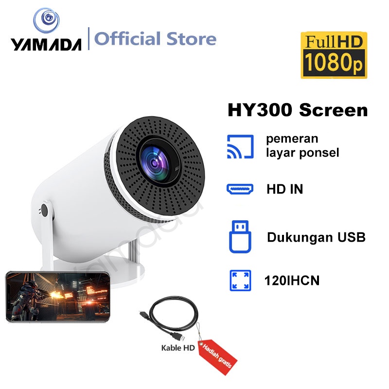 Proyetor Hy300 Creen 4 Ultra 1080P Telepon Wirele Portability Proyetor 6000 Lumen Projector