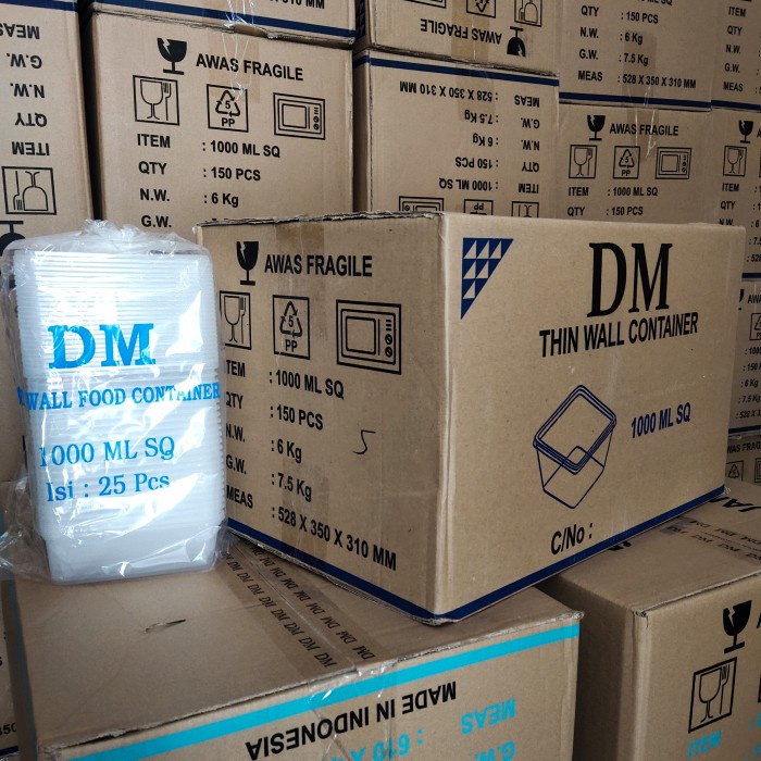 THINWALL DM SQUARE 1000 ML SQ - 1000ML SQ PERSEGI - 150 SET