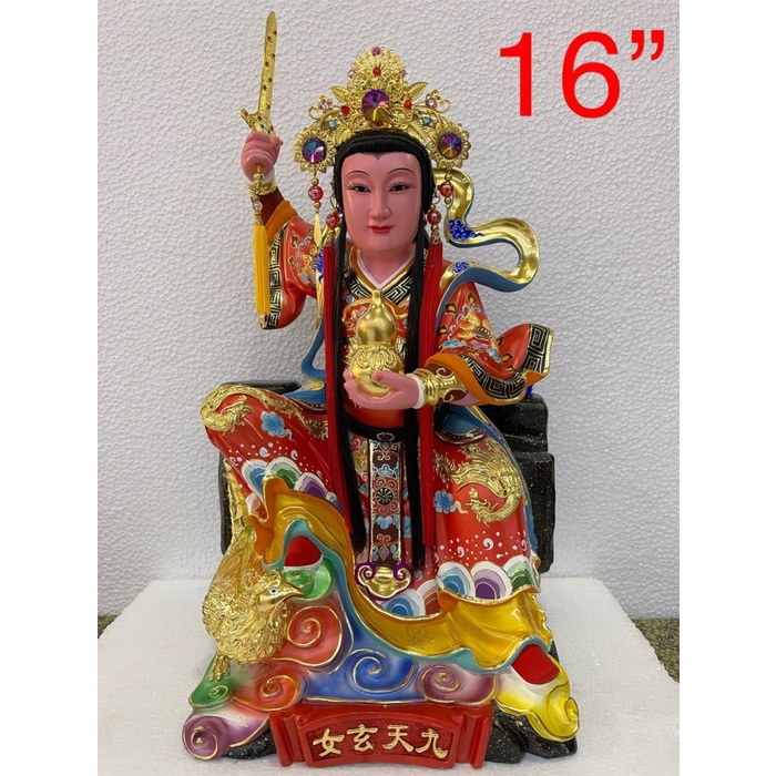 Patung Dewi Jiu Tian Xuan Ni Kiu Tian Bahan Kayu Taiwan