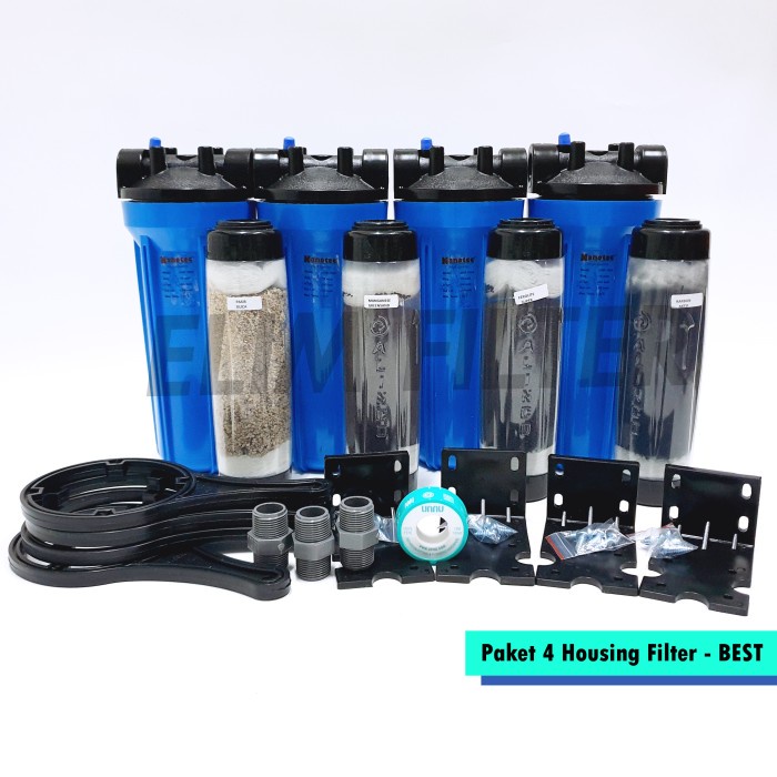 Filter Air Sumur 4 Housing 4 Tahap REFILLABLE BLUE