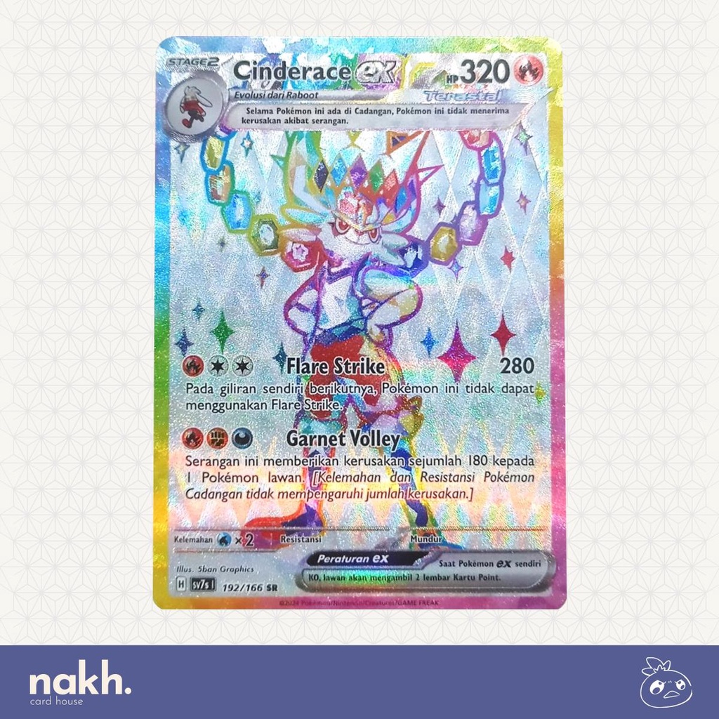 Kartu Pokemon TCG Indonesia Bimbingan Rasi sv7s 192/166 SR Cinderace EX
