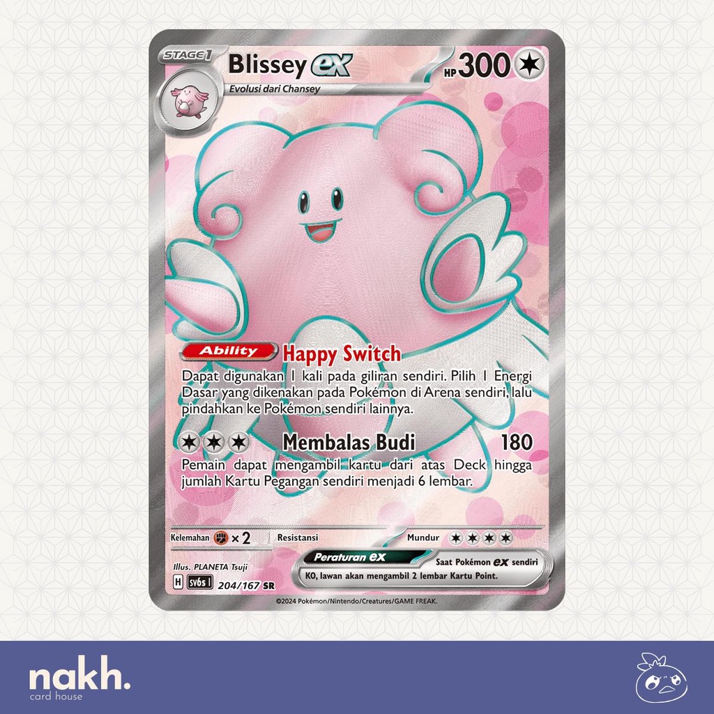 Kartu Pokemon TCG Indonesia topeng transfigurasi sv6s 204/167 SR Blissey ex