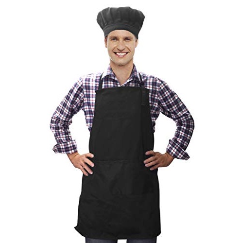 BISA SPK! Apron atau Celemek Full dan Topi Chef atau Koki Dewasa