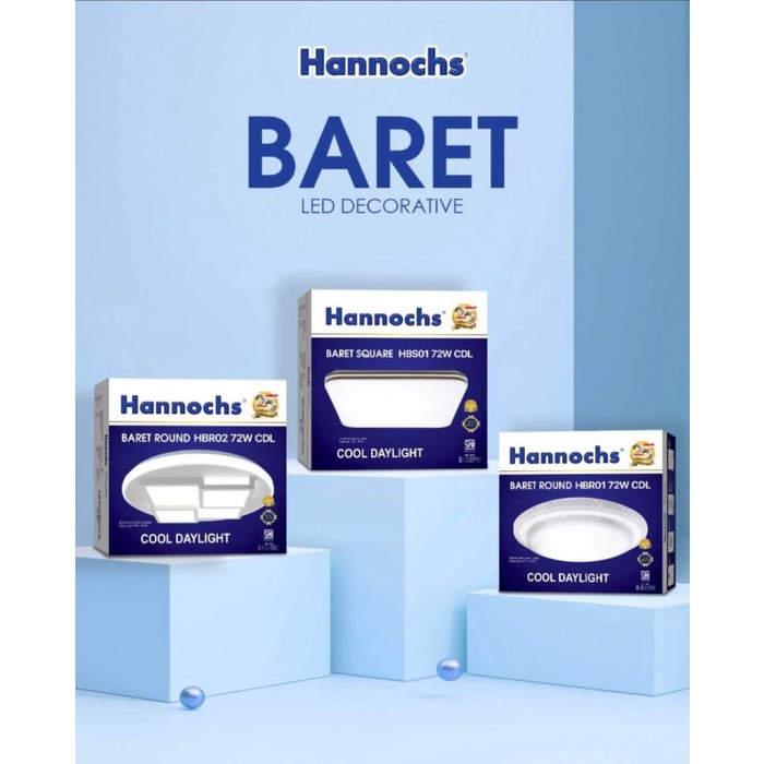 HANNOS Lampu Baret LED Hias Ceiling Light Plafon Bulat/Kotak 72W CDL