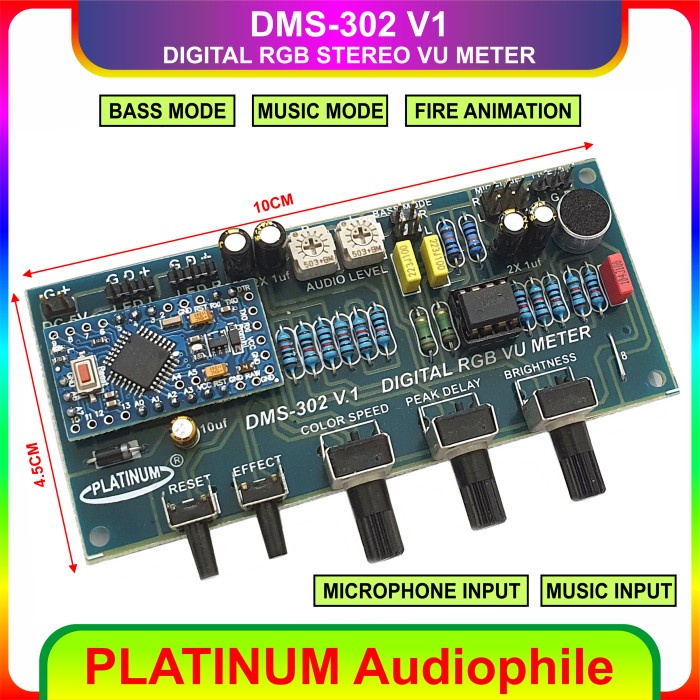 Stereo Vu Meter Modul Dms-302 V1 Digital Rgb Music Stereo Vu Meter Harga Promo