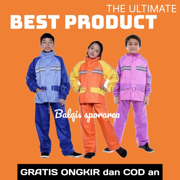 Jas Hujan Anak Perempuan Laki SD Setelan Baju Celana Mantel Anak Motif