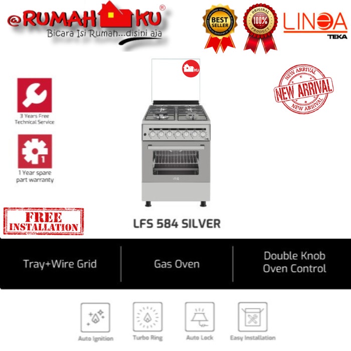 FREESTANDING COOKER LINEA BY TEKA LFS 584 SILVER - KOMPOR GAS DENGAN OVEN