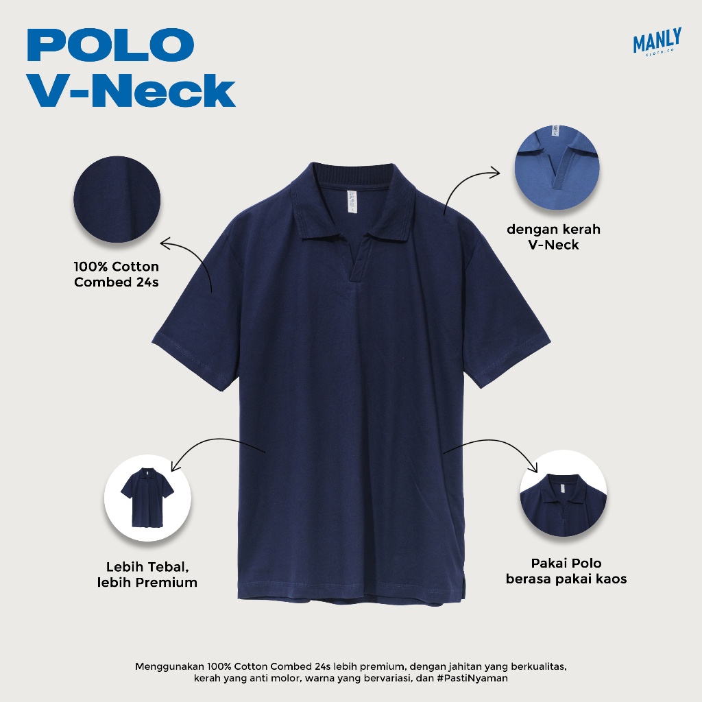 TERBARU Kaos Kerah Pria V-Neck Old Money Vibes