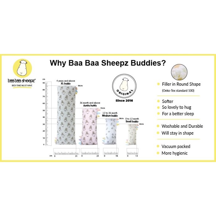 Baabaa Sheepz Bantal Pillow MEDIUM Bantal Bayi Baa baa Baba Sheep