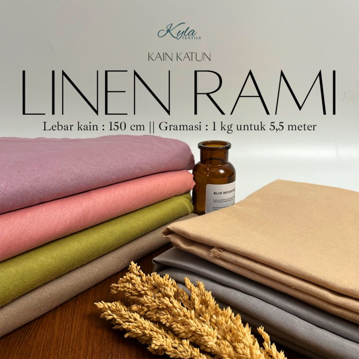 TERBATAS 1/2 METER KAIN KATUN LINEN RAMI BAHAN KULOT KEMEJA