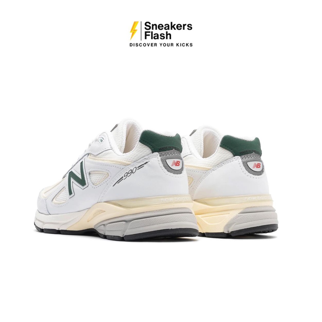 NEW BALANCE 990 V4 Made In Usa White Green Sepatu Sneakers Pria - U990TC4 - Size 44.5