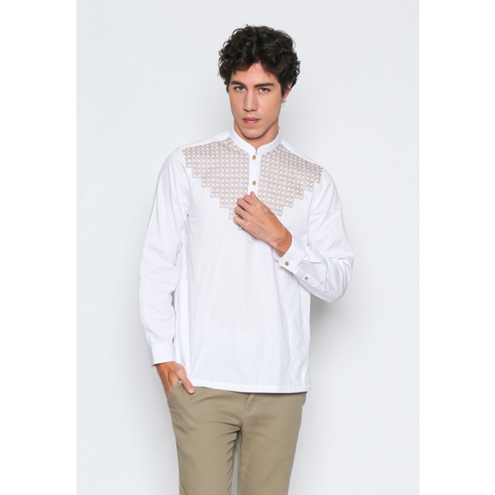 VALINO KEMEJA KOKO LENGAN PANJANG PRIA PUTIH - V-BDEA07-A1