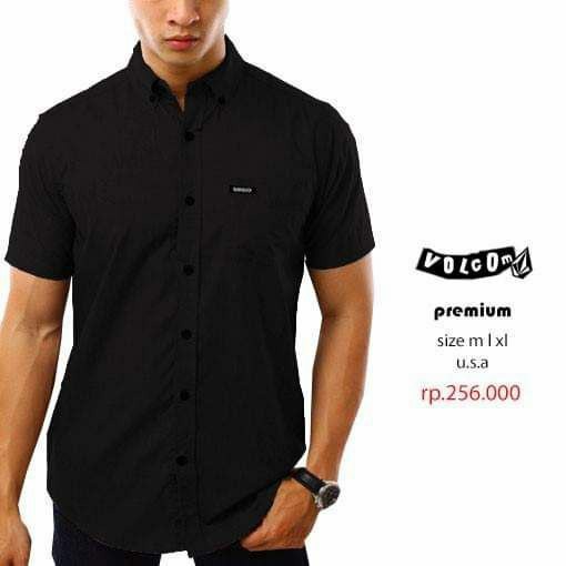 BERGARANSI kemeja panjang hitam hurley bahan cotton premium