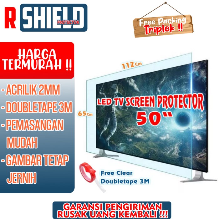 TERBARU Pelindung Layar TV LED 50"inch _Akrilik _ Screen guard-Tempered glass
