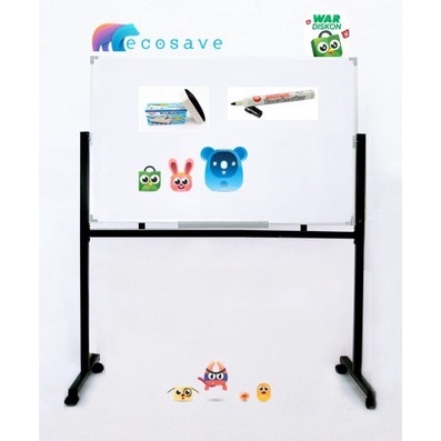 

Whiteboard Standing 90x120 cm Double Papan Tulis Beroda EcoSave Magnet
