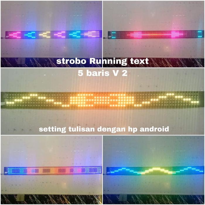 Strobo kaca running text 5 Baris Volume 2 ... 12 volt dan 24volt