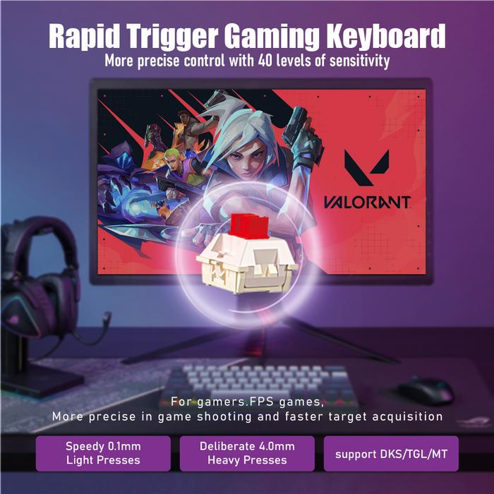 terbaru  furycube 61 keys magnetic mechnical keyboard hz-61 spherical keycaps rapid trigger 8k