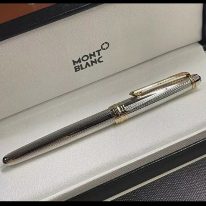 

TERBARU! Ballpoint Mewah Business Work MB Meisterstuc Silver Brush Lengkap Dengan Box Exlusive