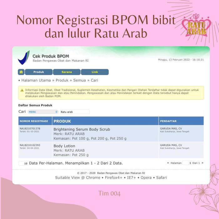 terbaru  1pcs bibit ratu arab body lotion 250gr ready