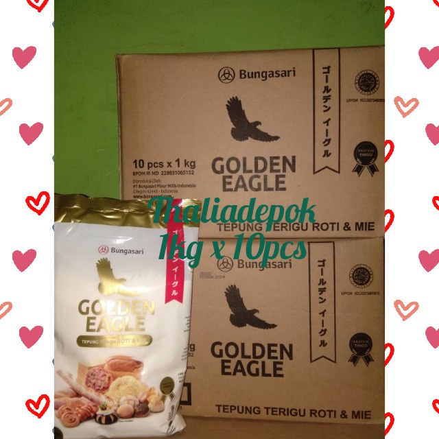 

SALE !!! BUNGASARI GOLDEN EAGLE 1KG X 10 PCS= 1 KARTON, TEPUNG TERIGU SERBAGUNA READYY