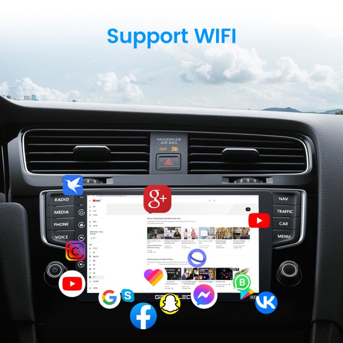 GEARELE Head Unit Double DIN Android 11 Bluetooth Wifi GPS 7 9 10 inch
