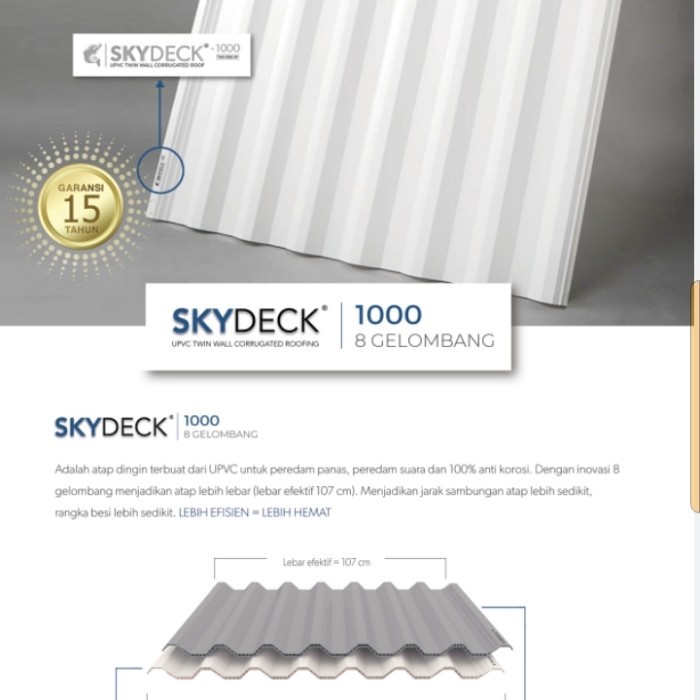 Atap Upvc Skydeck Lebar Efektif 1 M