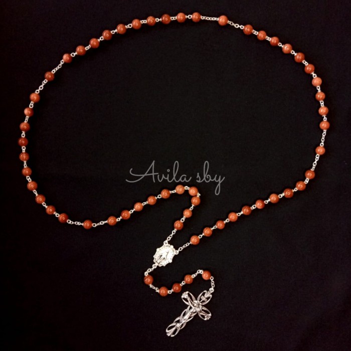 ,,,,,,,] Rosario Pasir Emas 8mm Rohani Katolik