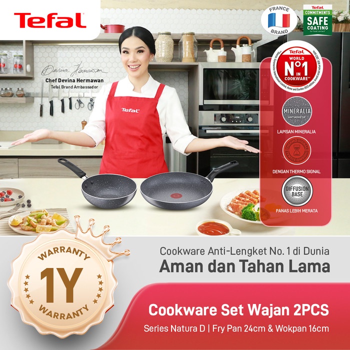 Tefal Cookware Set Wajan 2PCS Series Natura D / Fry Pan Anti Lengket