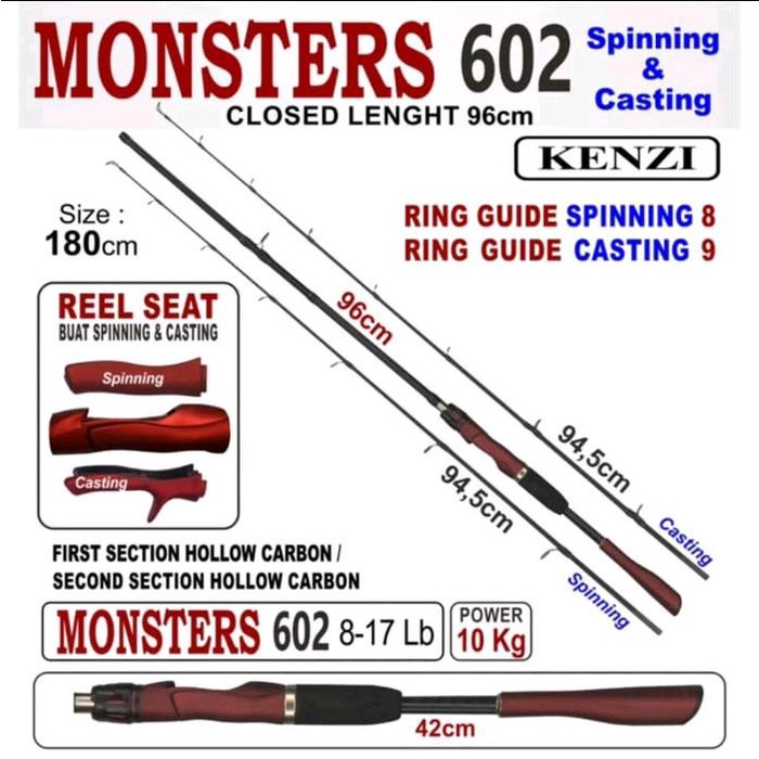 Joran Kenzi Monsters 602 702 Spinning Baitcasting Oh 8-17Lbs Promo