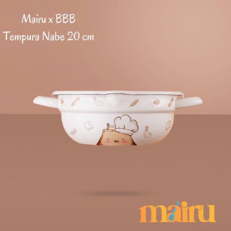 Citayam MAIRU x BIG BEAR & BIRD Tempura Nabe Panci Penggorengan Enamel 20cm PREMIUM