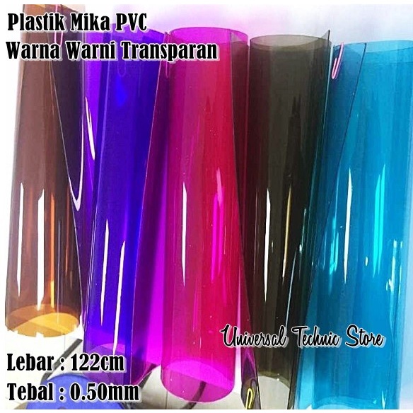 NEW Plastik Mika Lentur PVC Warna Warni Lebar 122cm Tebal 0,50mm