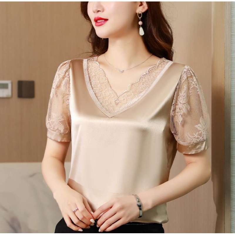 baju blouse import bahan satin silk TERBARU !
