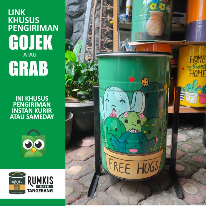 PREMIUM tempat sampah / tong sampah / drum sampah / tempat sampah lukis