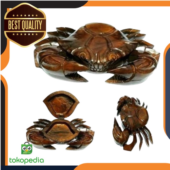 PREMIUM Asbak/hiasan meja kayu jati kepiting