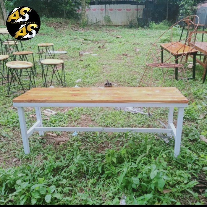 PREMIUM kursi besi panjang kayu jati Belanda 100cm