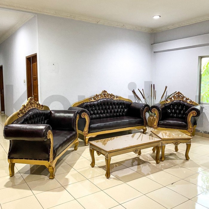 PREMIUM Sofa Kursi Tamu Kayu Ukir Egyptian Jumbo 321 + 2 Meja
