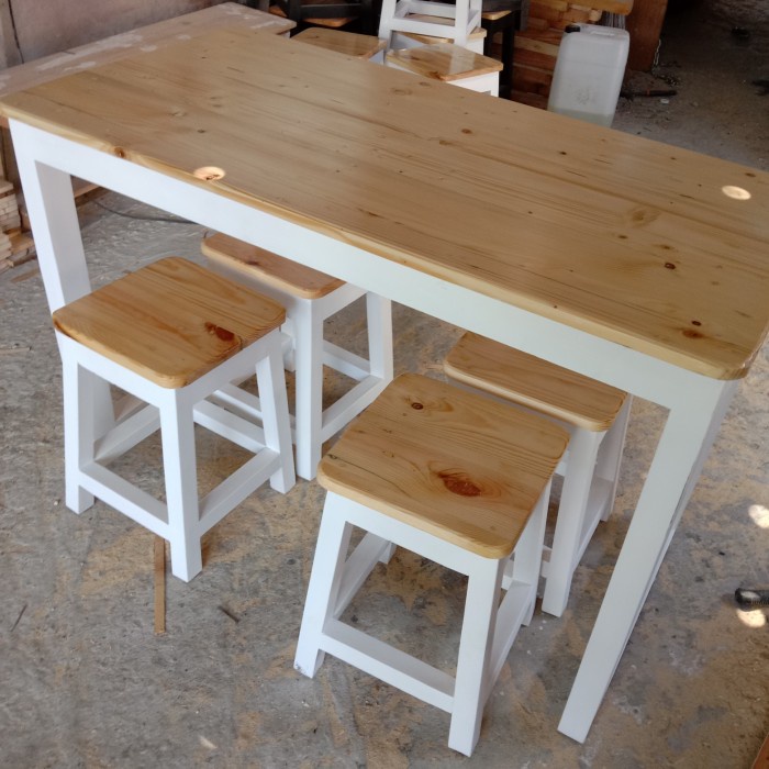 PREMIUM meja cafe set 4 kursi bahan kayu jati belanda