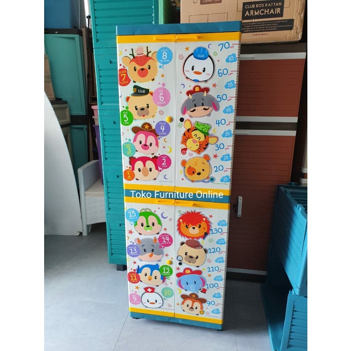 Lemari Plastik Pakaian Anak Kartun Motif Club Printing