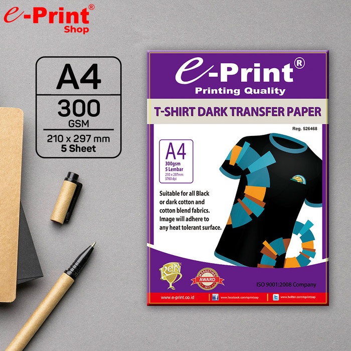 

Transfer Paper Dark T-Shirt Kertas Sablon Gelap by e-Print