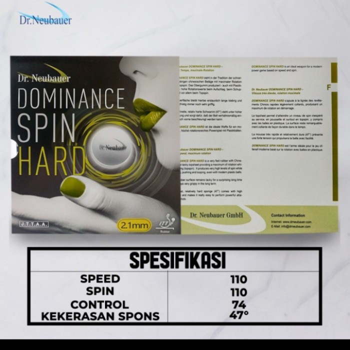 Karet Bat Tenis Meja Pingpong Dr. Neubauer Dominance Spin Hard